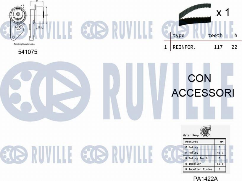 Ruville 5500642 - Водяной насос + комплект зубчатого ремня avtokuzovplus.com.ua