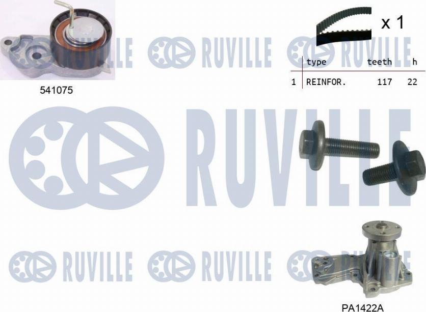 Ruville 5500642 - Водяний насос + комплект зубчатого ременя autocars.com.ua