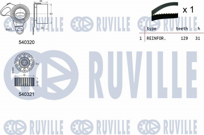 Ruville 550072 - Комплект ременя ГРМ autocars.com.ua