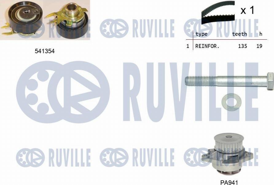 Ruville 5500971 - Водяной насос + комплект зубчатого ремня autodnr.net