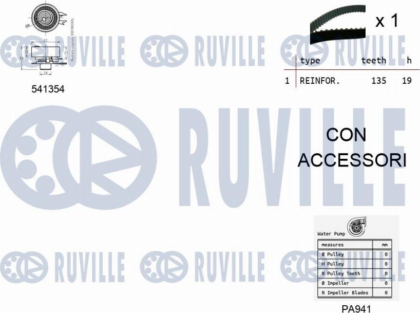 Ruville 5500971 - Водяной насос + комплект зубчатого ремня avtokuzovplus.com.ua