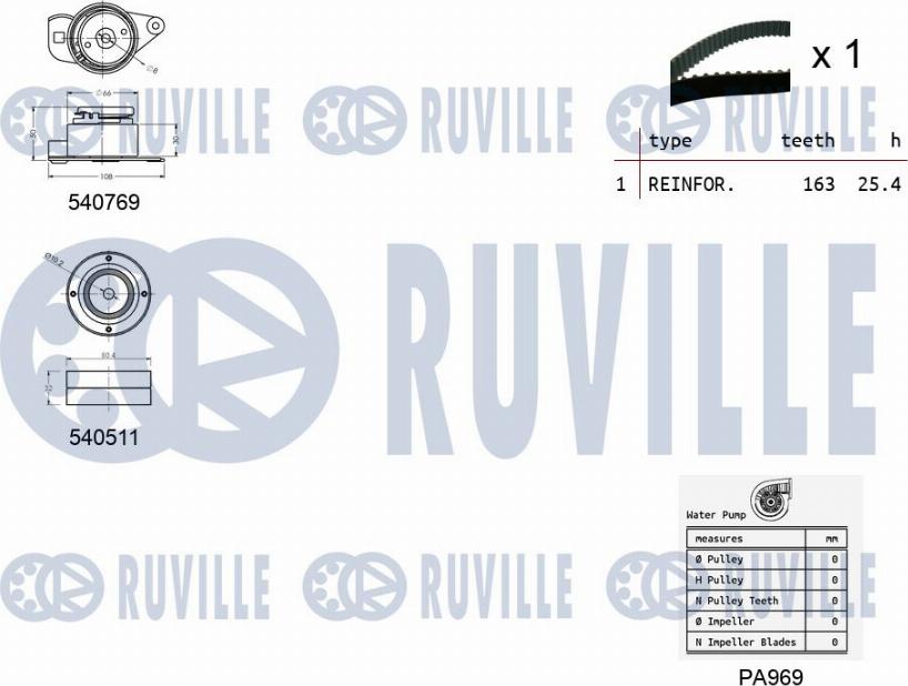 Ruville 5501001 - Водяной насос + комплект зубчатого ремня autodnr.net