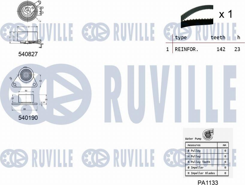 Ruville 5501101 - Водяной насос + комплект зубчатого ремня avtokuzovplus.com.ua