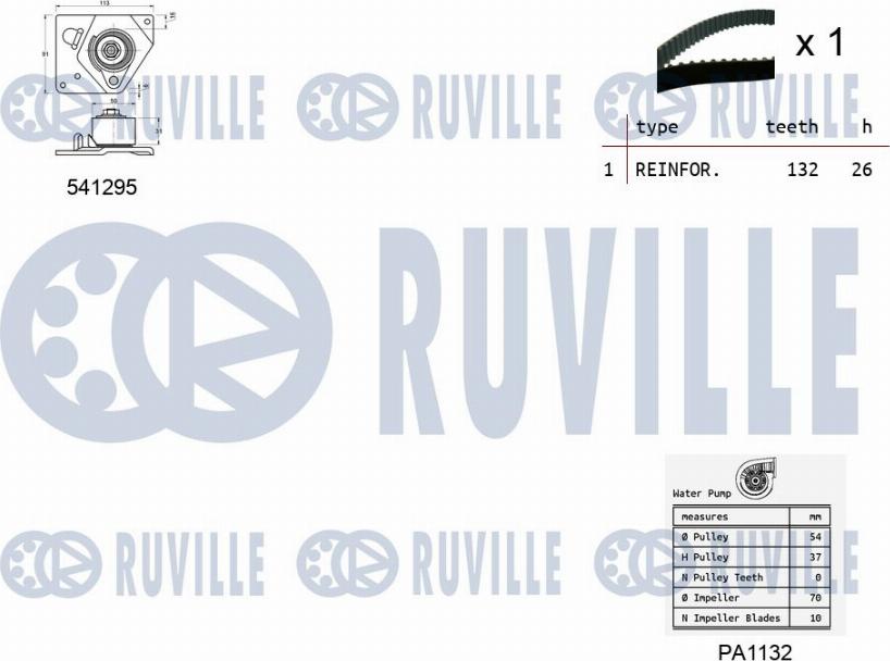 Ruville 5501131 - Водяной насос + комплект зубчатого ремня avtokuzovplus.com.ua