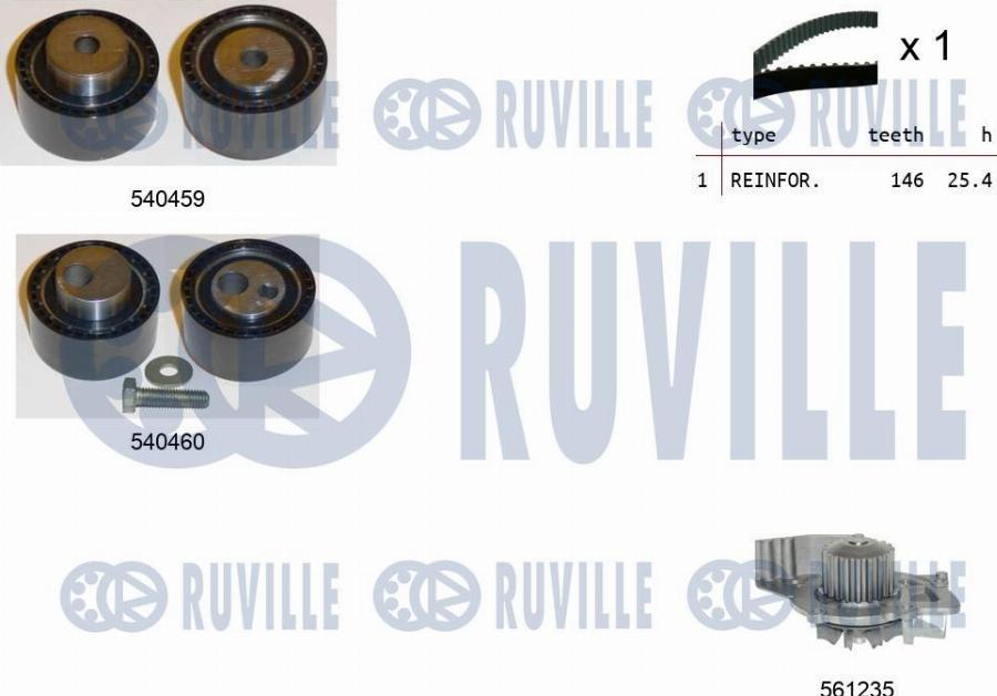 Ruville 5501141 - Водяной насос + комплект зубчатого ремня autodnr.net