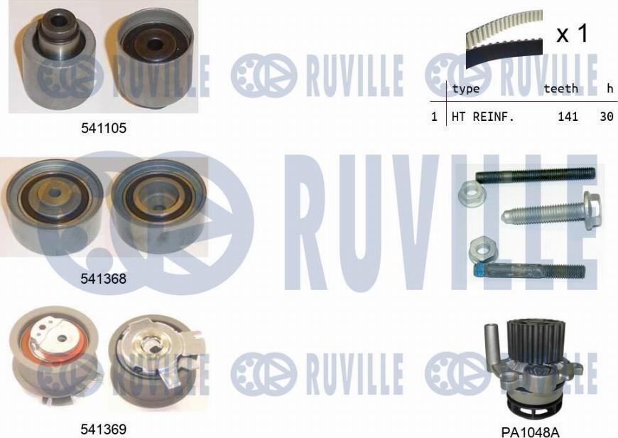 Ruville 5501261 - Водяной насос + комплект зубчатого ремня autodnr.net
