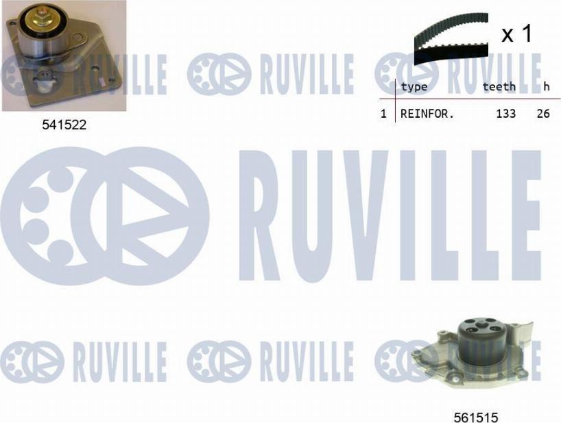 Ruville 5501282 - Водяной насос + комплект зубчатого ремня avtokuzovplus.com.ua