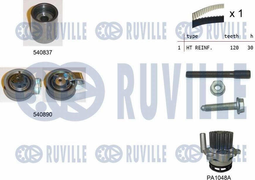 Ruville 5501371 - Водяний насос + комплект зубчатого ременя autocars.com.ua
