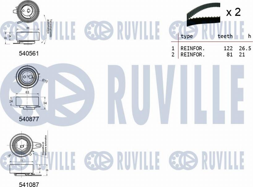 Ruville 550143 - Комплект ремня ГРМ autodnr.net