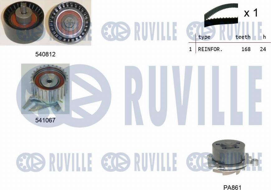 Ruville 5501441 - Водяной насос + комплект зубчатого ремня autodnr.net