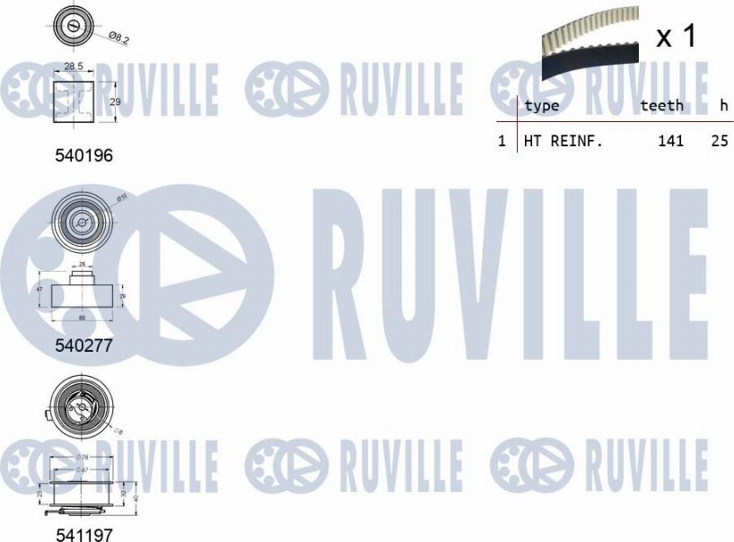 Ruville 550160 - Комплект ременя ГРМ autocars.com.ua