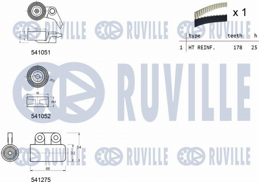 Ruville 550157 - Комплект ременя ГРМ autocars.com.ua