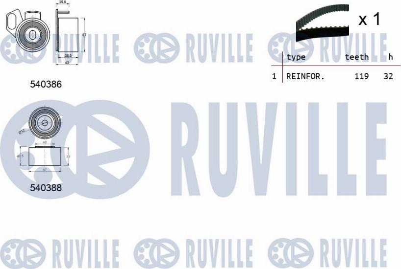 Ruville 550206 - Комплект ременя ГРМ autocars.com.ua