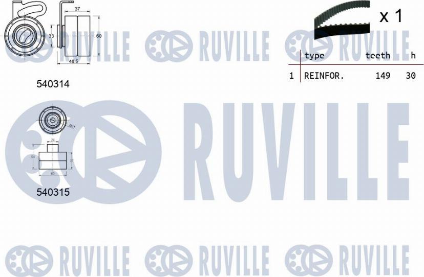 Ruville 550208 - Комплект ременя ГРМ autocars.com.ua