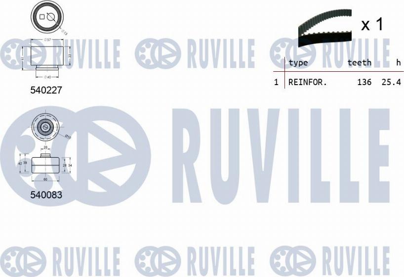 Ruville 550219 - Комплект ременя ГРМ autocars.com.ua