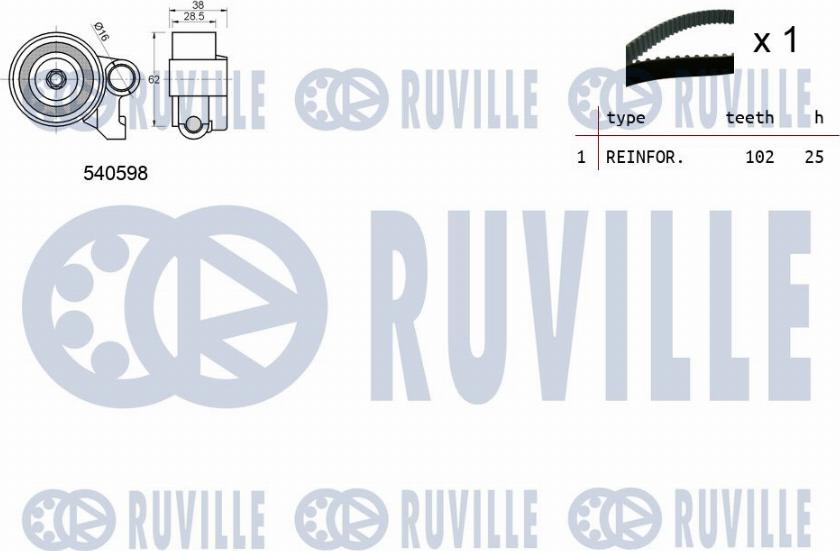 Ruville 550266 - Комплект ременя ГРМ autocars.com.ua