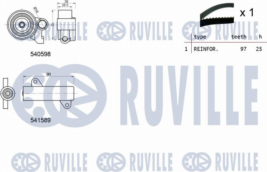 Ruville 550271 - Комплект ременя ГРМ autocars.com.ua