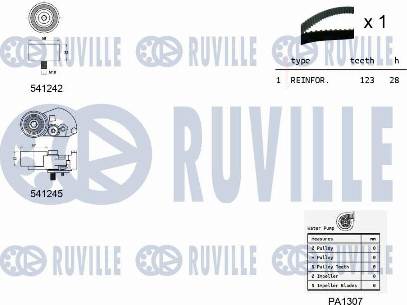 Ruville 5502751 - Водяной насос + комплект зубчатого ремня avtokuzovplus.com.ua