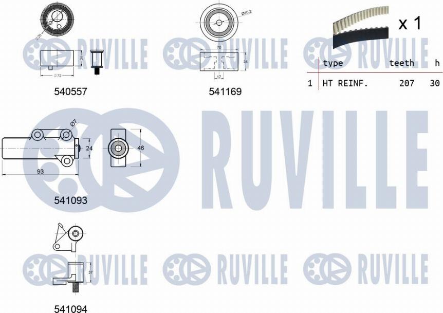 Ruville 550282 - Комплект ременя ГРМ autocars.com.ua