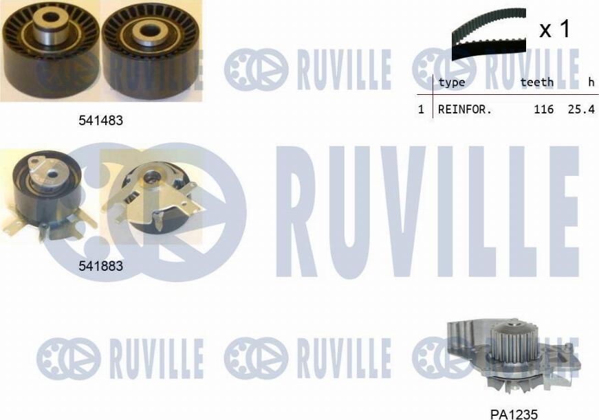 Ruville 5502962 - Водяной насос + комплект зубчатого ремня avtokuzovplus.com.ua