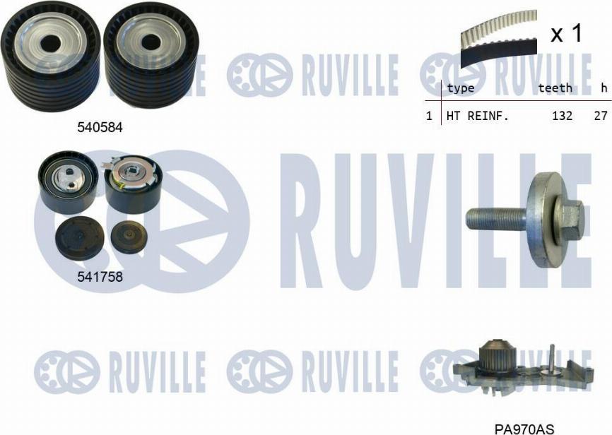 Ruville 5502981 - Водяной насос + комплект зубчатого ремня autodnr.net