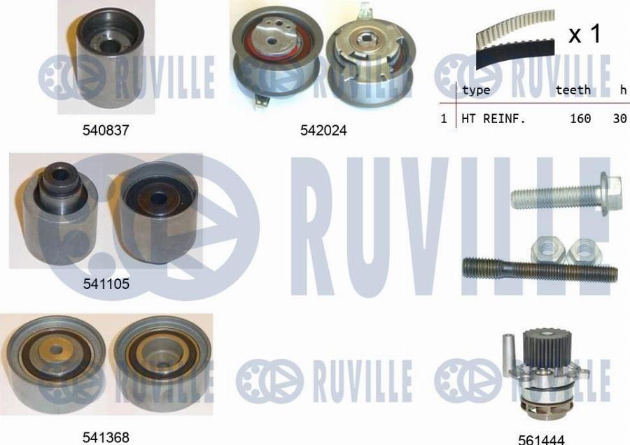 Ruville 5503052 - Водяной насос + комплект зубчатого ремня autodnr.net