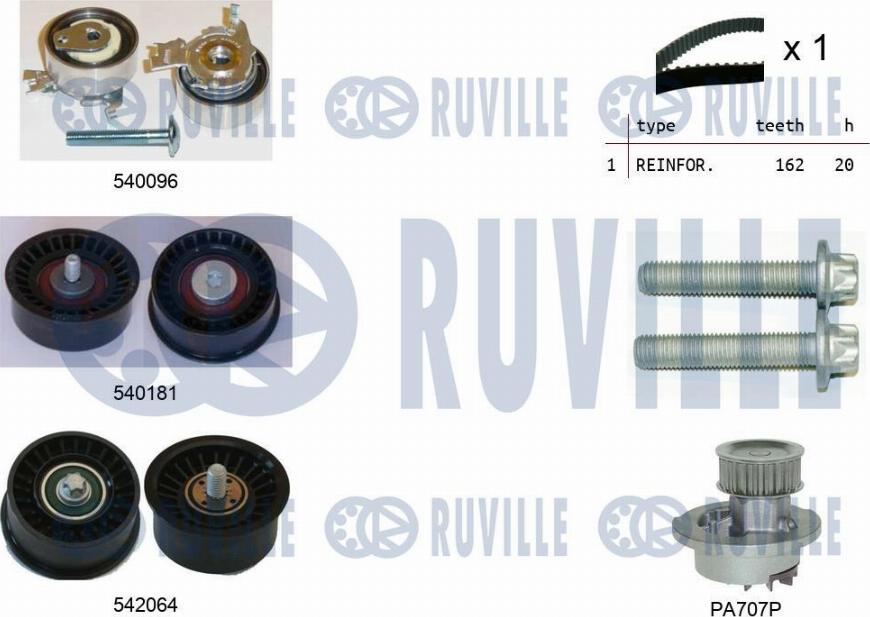 Ruville 5503172 - Водяной насос + комплект зубчатого ремня avtokuzovplus.com.ua