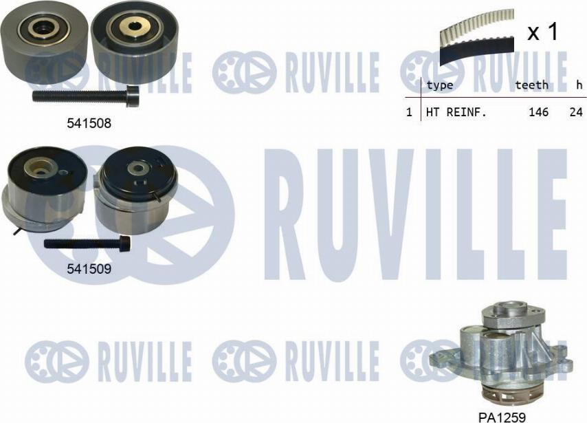 Ruville 5503201 - Водяной насос + комплект зубчатого ремня autodnr.net