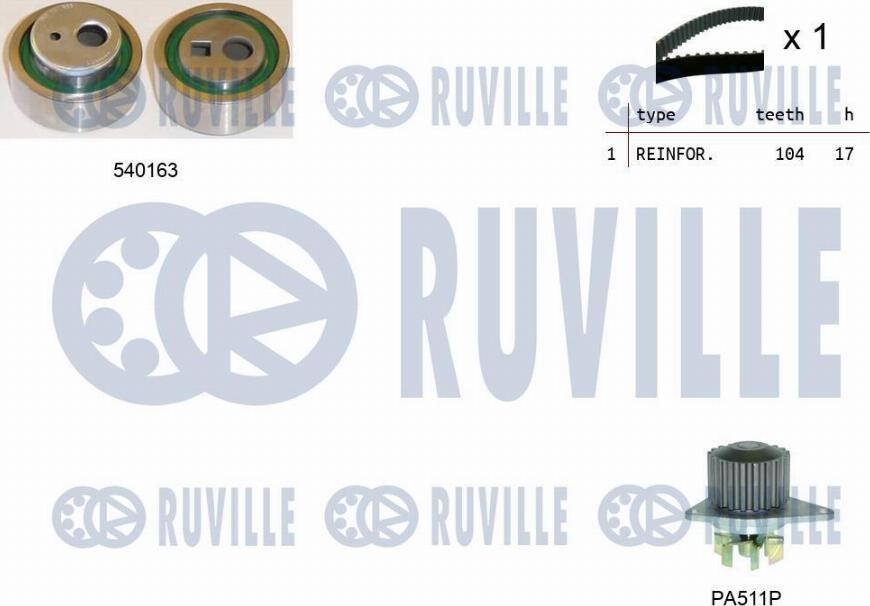 Ruville 5503291 - Водяной насос + комплект зубчатого ремня autodnr.net