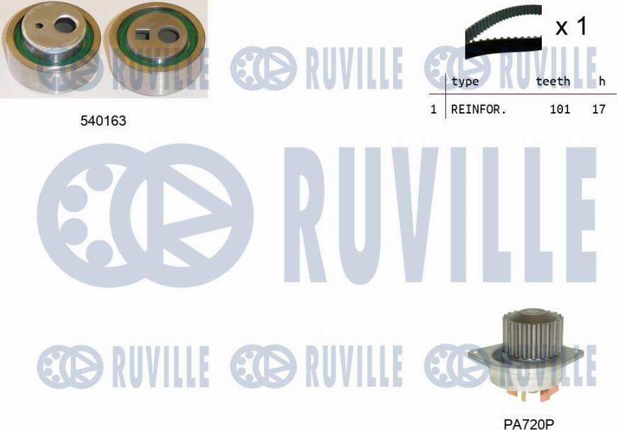 Ruville 5503301 - Водяной насос + комплект зубчатого ремня autodnr.net