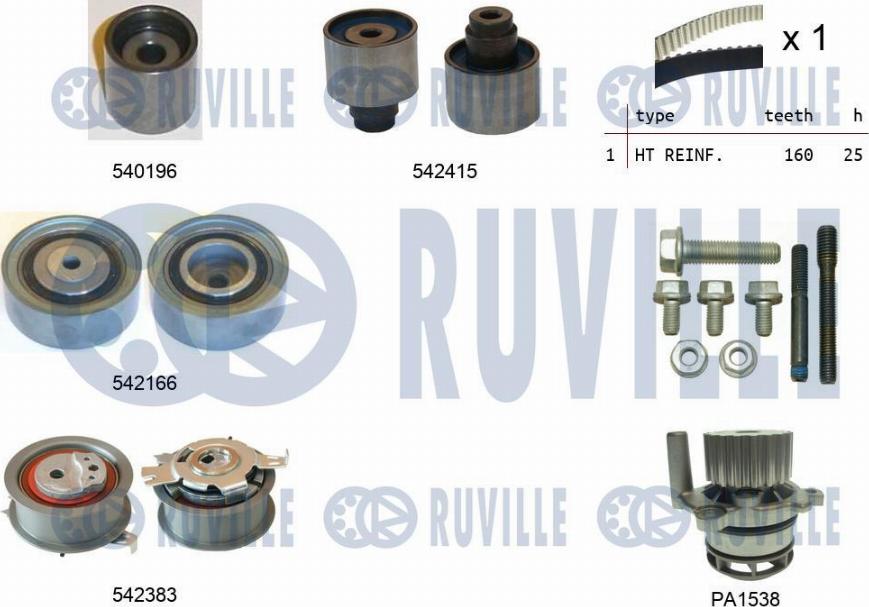 Ruville 5503351 - Водяной насос + комплект зубчатого ремня autodnr.net