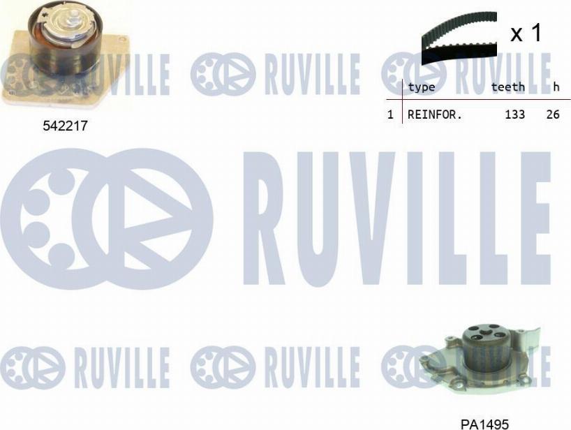 Ruville 5503361 - Водяний насос + комплект зубчатого ременя autocars.com.ua