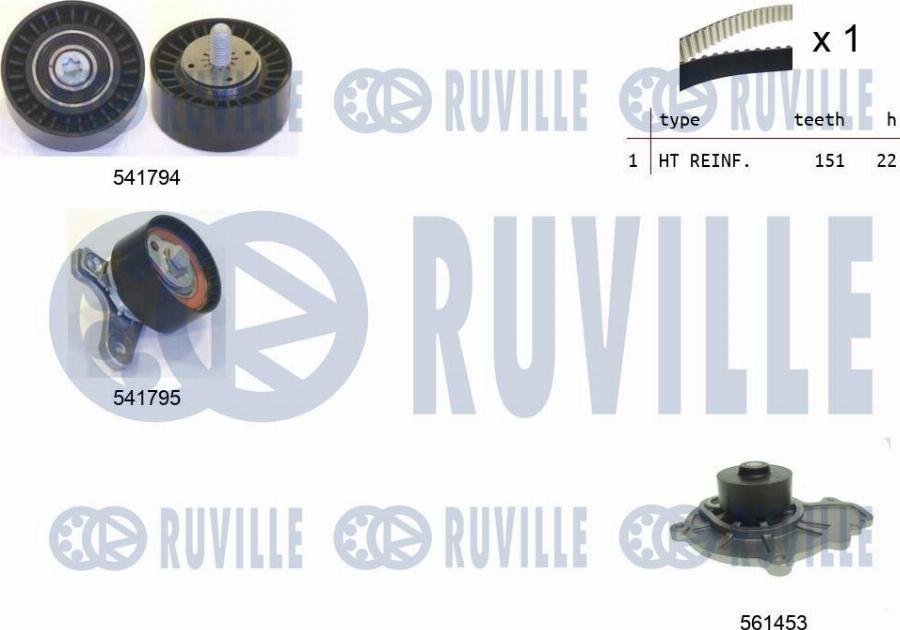 Ruville 5503381 - Водяной насос + комплект зубчатого ремня autodnr.net