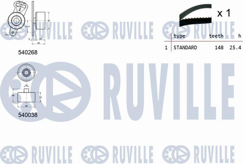 Ruville 550346 - Комплект ременя ГРМ autocars.com.ua