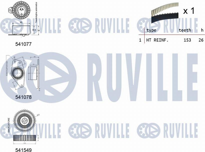 Ruville 550349 - Комплект ремня ГРМ avtokuzovplus.com.ua