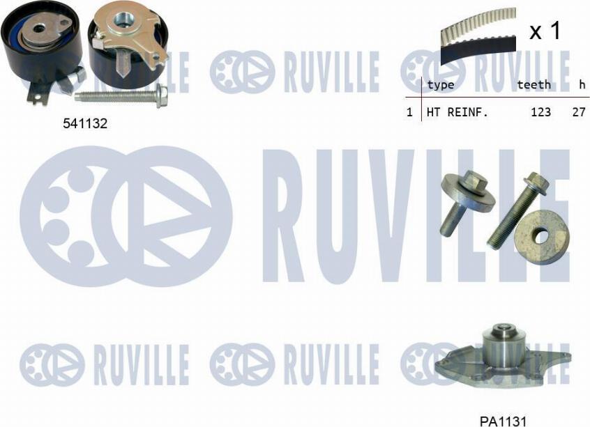 Ruville 5503551 - Водяний насос + комплект зубчатого ременя autocars.com.ua