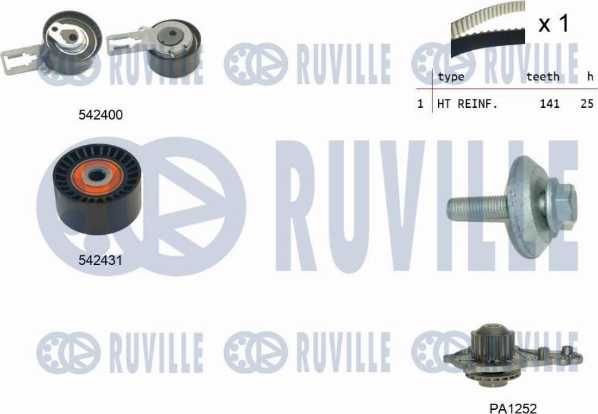Ruville 5503581 - Водяний насос + комплект зубчатого ременя autocars.com.ua