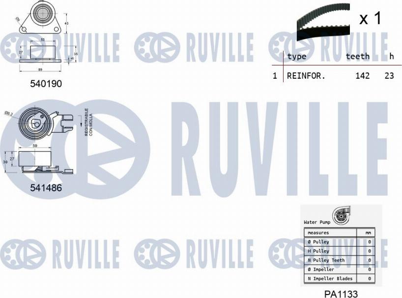 Ruville 5503641 - Водяной насос + комплект зубчатого ремня avtokuzovplus.com.ua