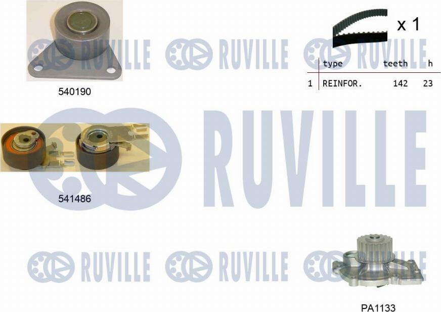 Ruville 5503641 - Водяной насос + комплект зубчатого ремня avtokuzovplus.com.ua