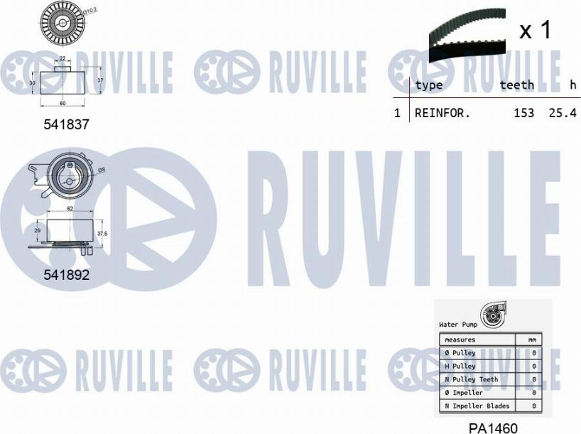 Ruville 5503661 - Водяний насос + комплект зубчатого ременя autocars.com.ua
