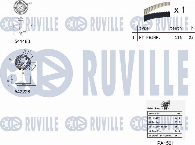 Ruville 5503671 - Водяной насос + комплект зубчатого ремня autodnr.net
