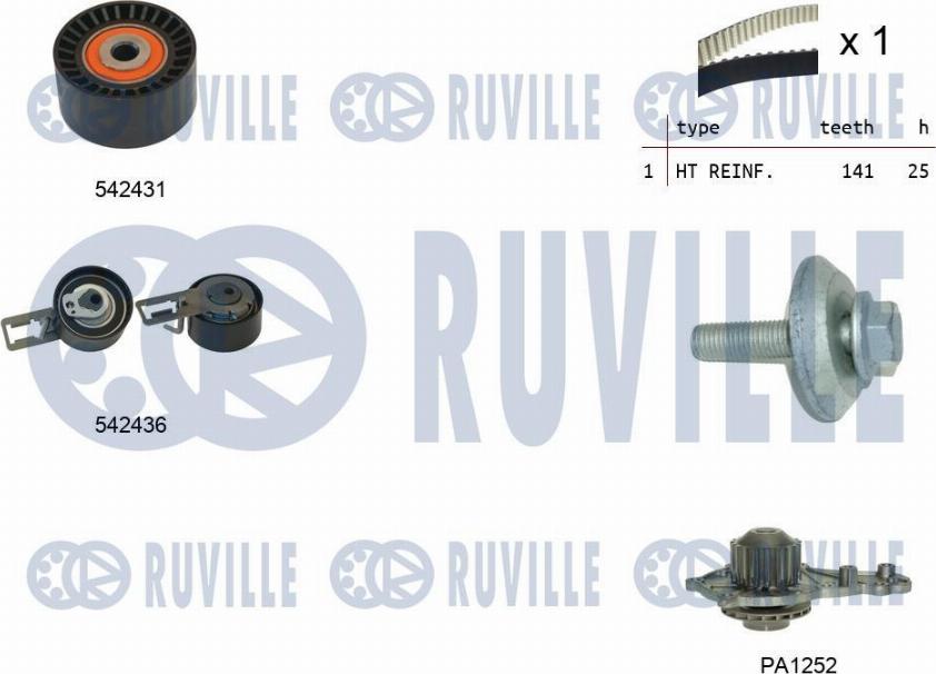 Ruville 5503681 - Водяний насос + комплект зубчатого ременя autocars.com.ua