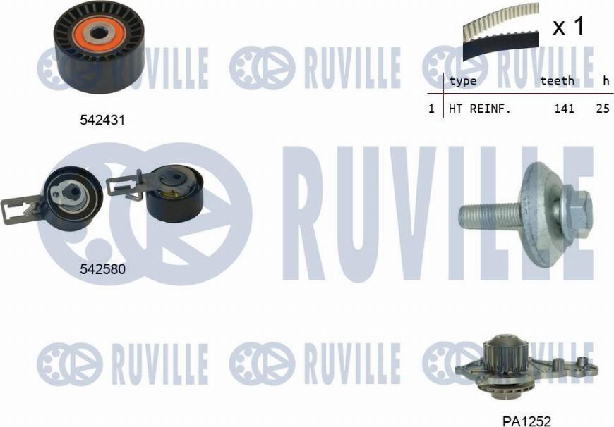 Ruville 5503691 - Водяний насос + комплект зубчатого ременя autocars.com.ua
