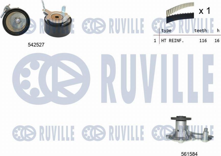 Ruville 5503721 - Водяной насос + комплект зубчатого ремня autodnr.net