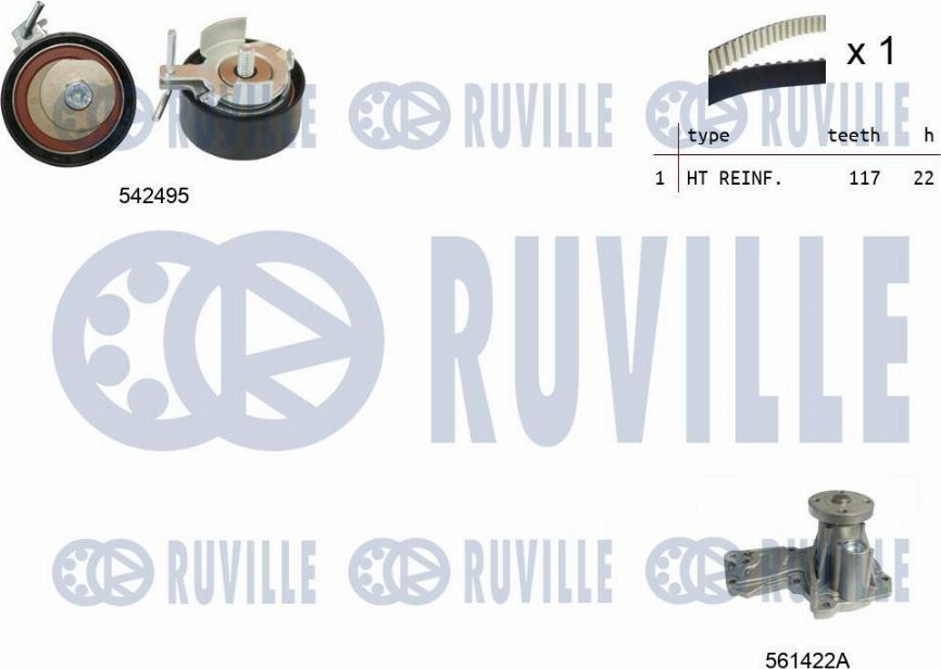 Ruville 5503741 - Водяной насос + комплект зубчатого ремня avtokuzovplus.com.ua