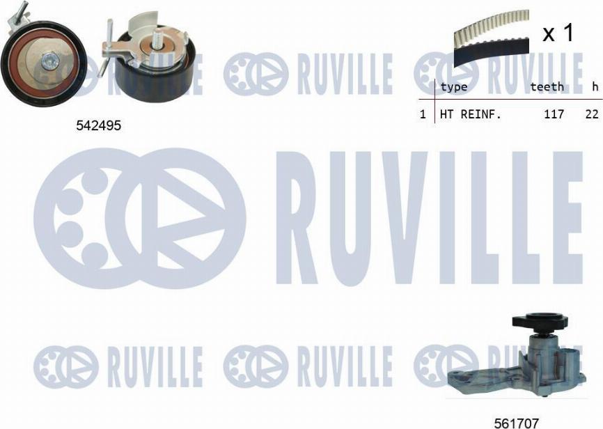 Ruville 5503742 - Водяний насос + комплект зубчатого ременя autocars.com.ua