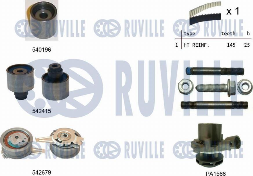 Ruville 5503761 - Водяной насос + комплект зубчатого ремня avtokuzovplus.com.ua
