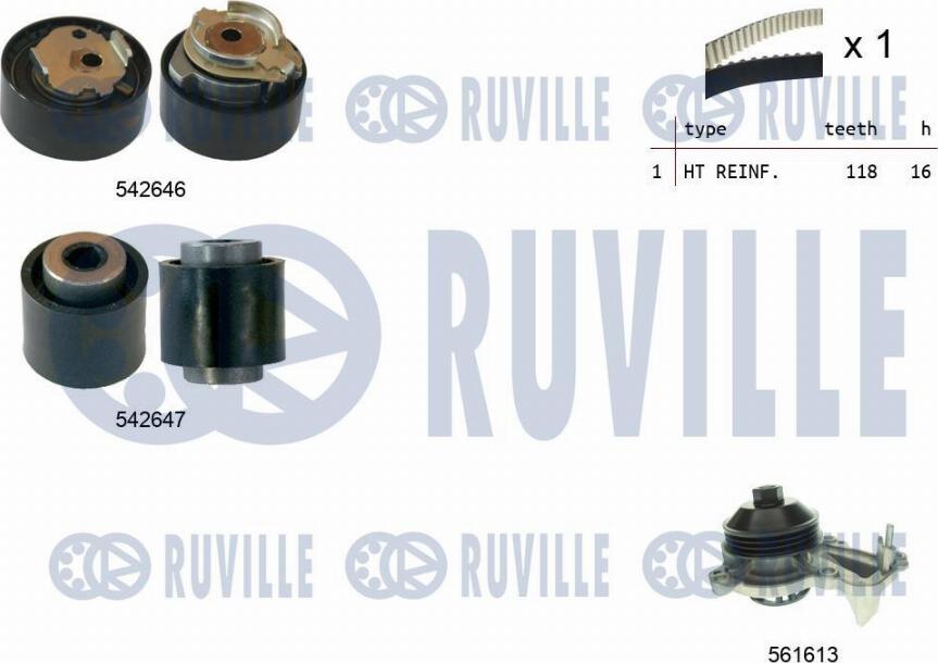 Ruville 5503772 - Водяной насос + комплект зубчатого ремня avtokuzovplus.com.ua