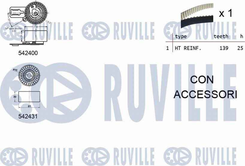 Ruville 550379 - Комплект ременя ГРМ autocars.com.ua