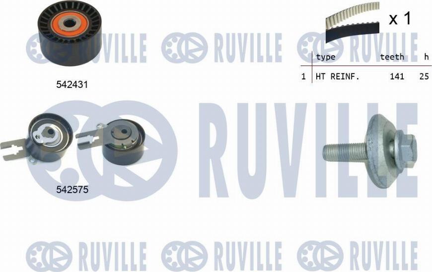 Ruville 550380 - Комплект ременя ГРМ autocars.com.ua